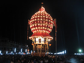 Brahma Ratha decorated with electric bulbs