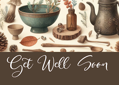 Free Get Well Soon Greeting Cards | Printable | Instant Download | Vintage Rustic Watercolor Woodland Elegant Design