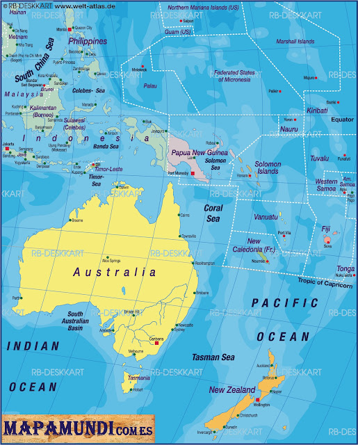 Mapamundi Mapa de Oceania politico 