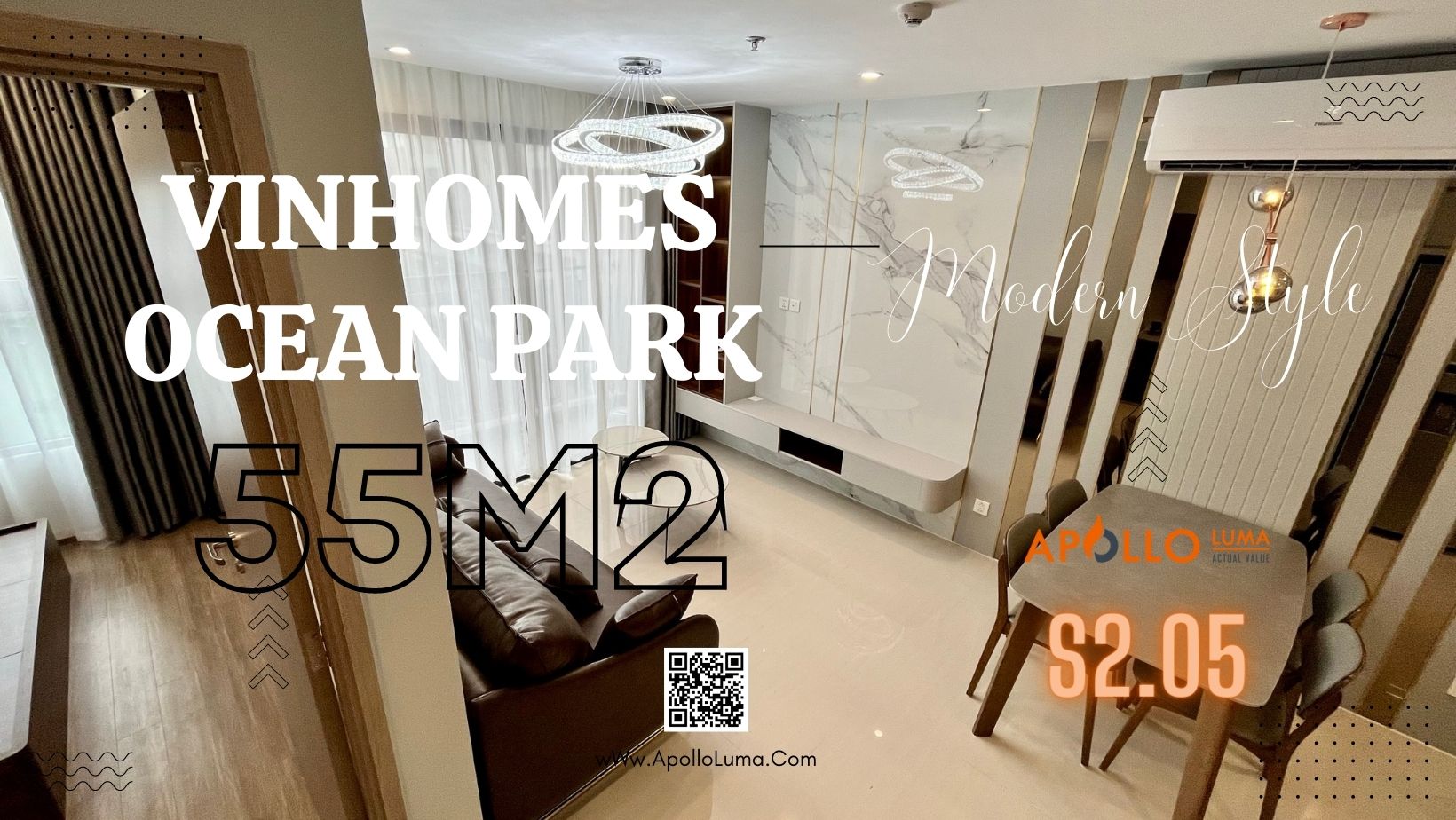 Hình ảnh nội thất thực tế căn hộ 2PN Vinhomes Ocean Park phong cách hiện đại