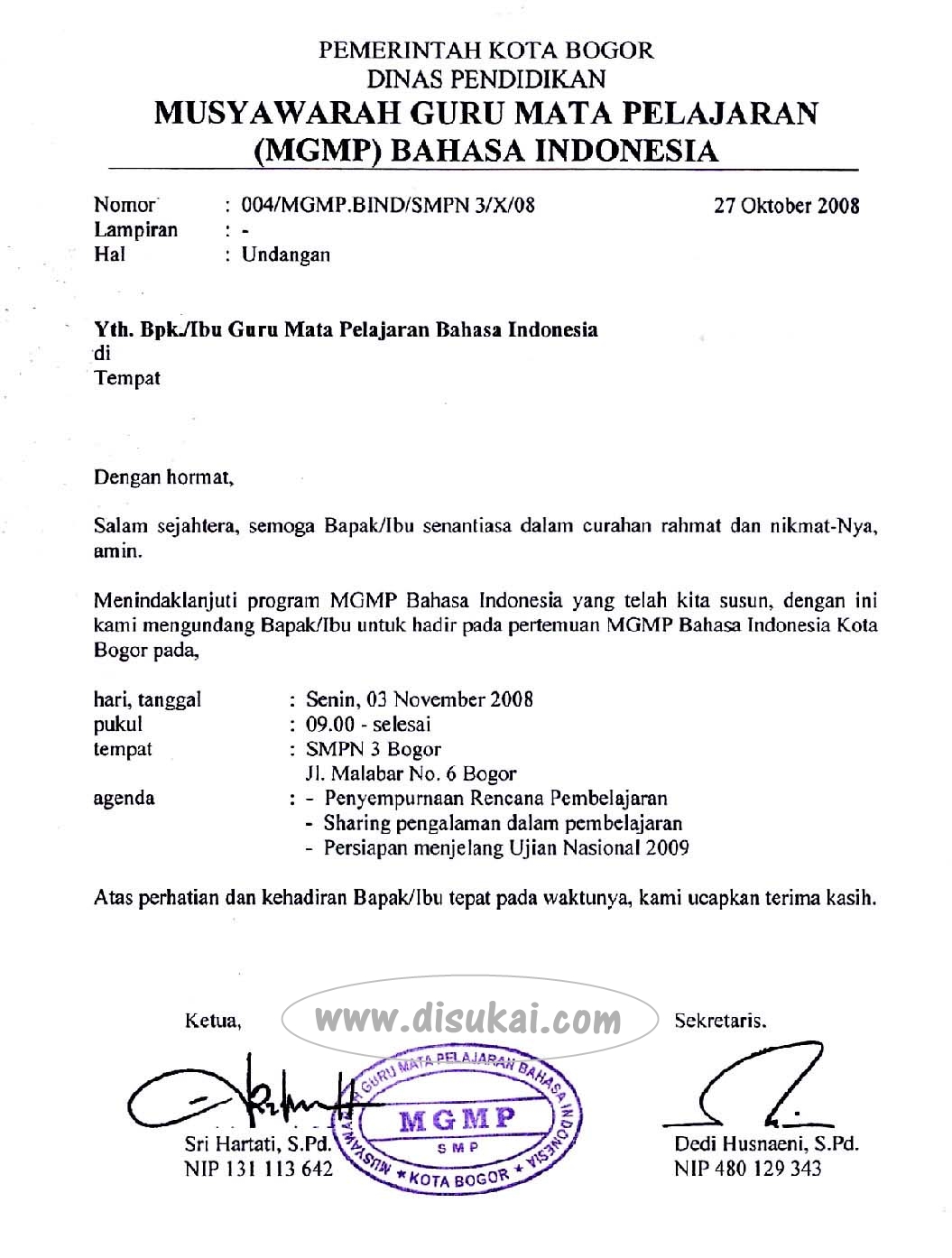 Contoh Surat Undangan Resmi dan Bagian-Bagiannya