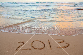 Happy new year 2013 on beach 