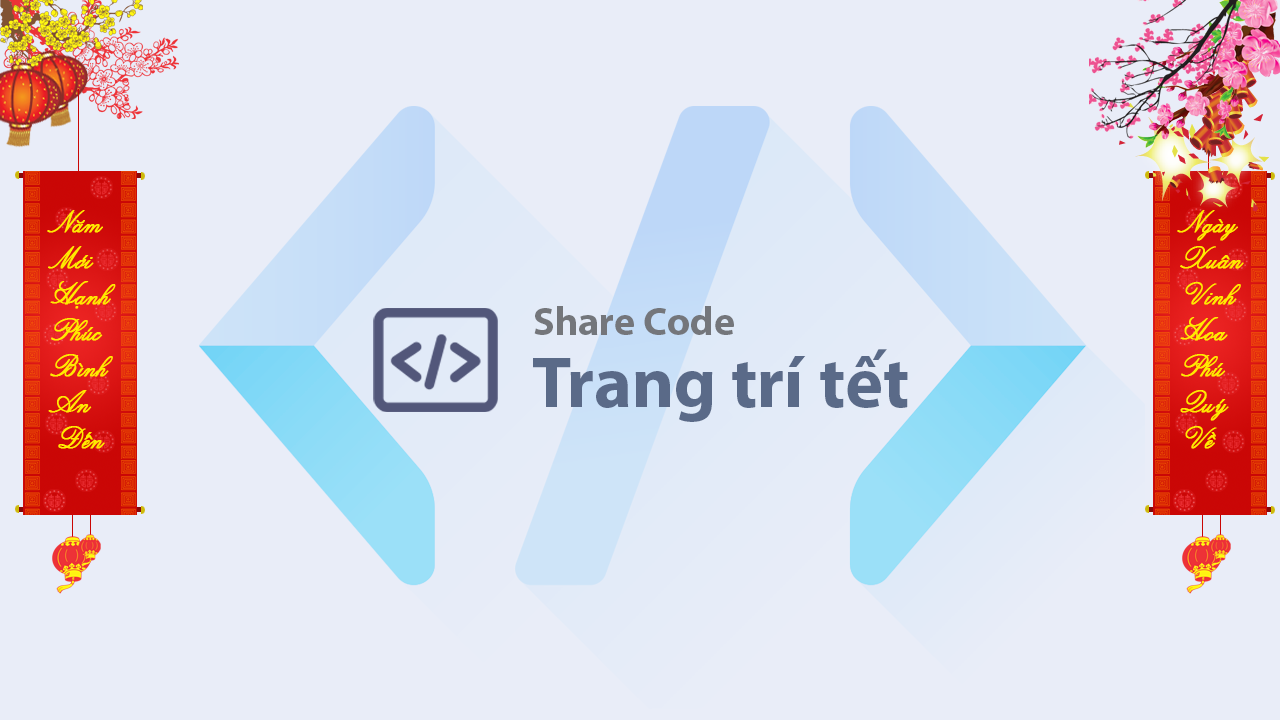 Trang trí đón tết cho blog/website bằng hình ảnh câu đối, cành mai