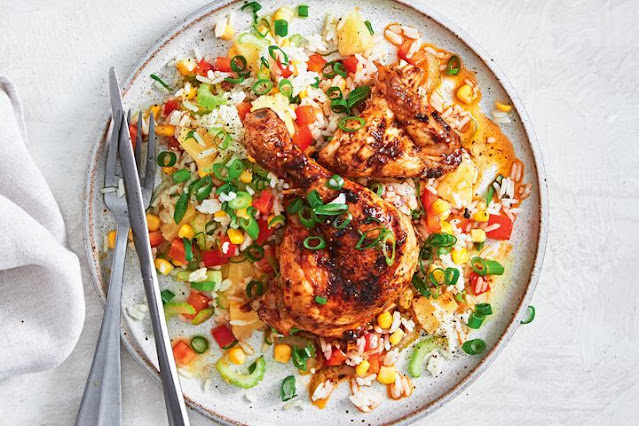 Red curry chicken and pineapple rice salad