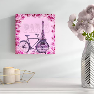 Bicycle Roses Eiffel Tower Watercolor Bestselling Painting For Children Room Interior Decor artist Irina Sztukowski