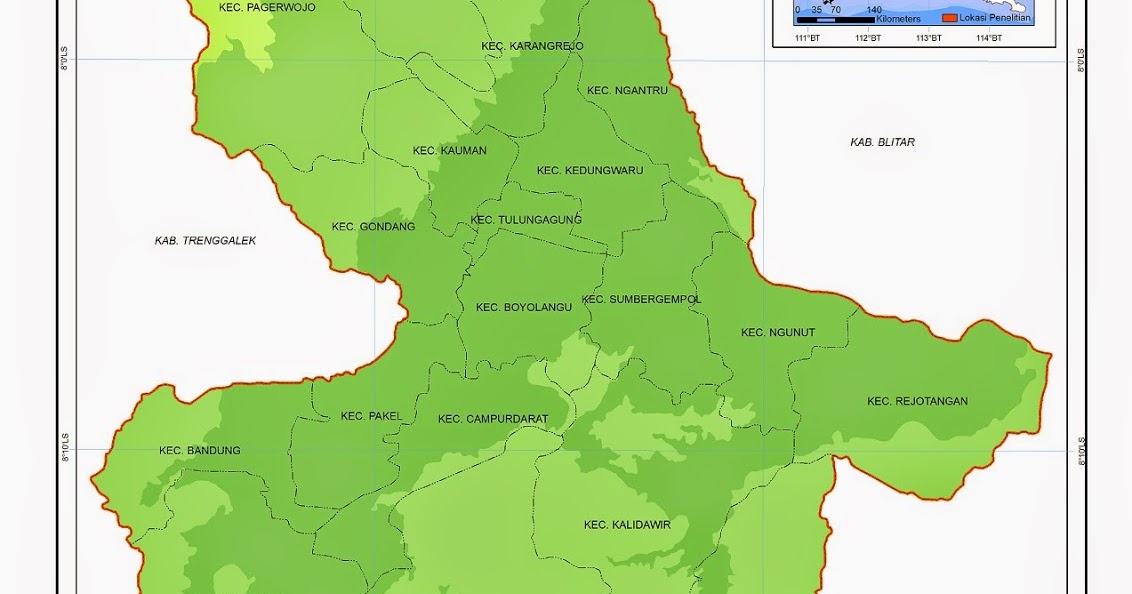 Peta Kabupaten  Tulungagung 