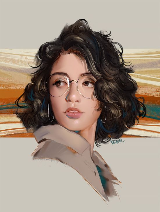 Peter Xiao artstation arte ilustrações pinturas digitais retratos femininos beleza mulheres de óculos