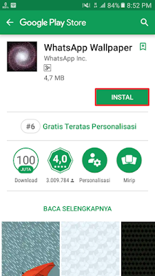 Install Aplikasi WhatsApp Wallpaper di Play Store