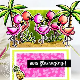 Sunny Studio Stamps: Fabulous Flamingos Seasonal Trees Wavy Border Dies Summer Tropical Themed Cards by Lexa Levana and Rachel Alvarado