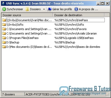 USB Sync : synchronisation de fichiers à partir d'une clé USB