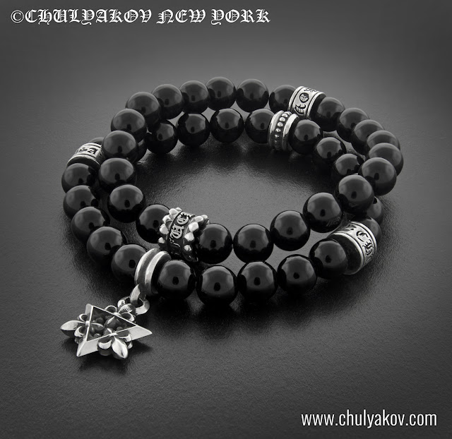 Buddha Bead Bracelet with Silver Star of David Charm