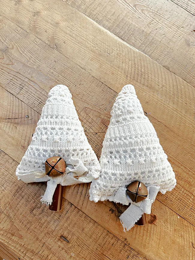 Christmas trees on wooden table