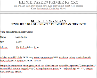 Format laporan pertanggung jawaban kegiatan Klub Prolanis 