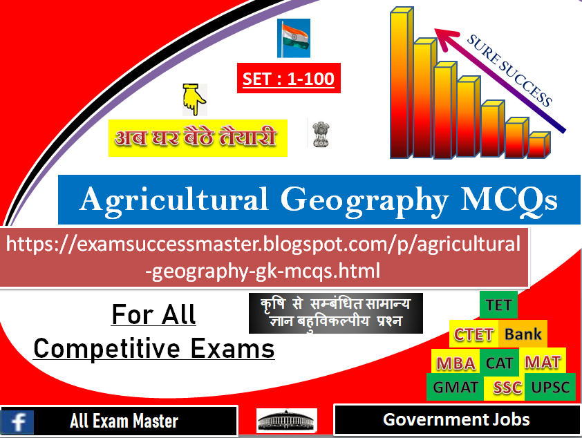 Agricaltural Geography GK MCQs in Hindi | भारतीय कृषि से सम्बंधित महत्वपूर्ण बहुविकल्पीय प्रश्न हिंदी में  