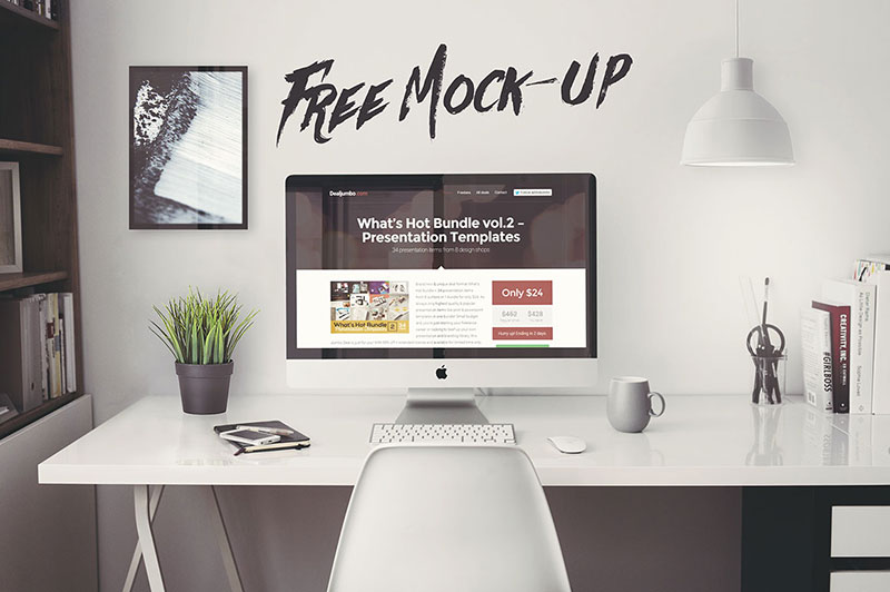 Free PSD iMac Office Mockup