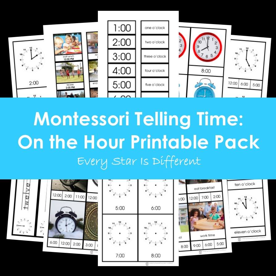 Telling time on the hour printable pack