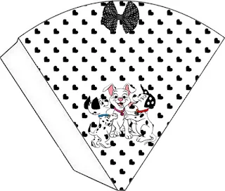 101 Dalmatians in Red and Black, Free Printable Cones.