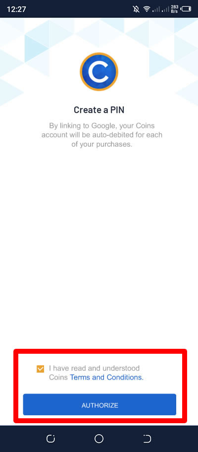 authorize linking of coinsph to google play