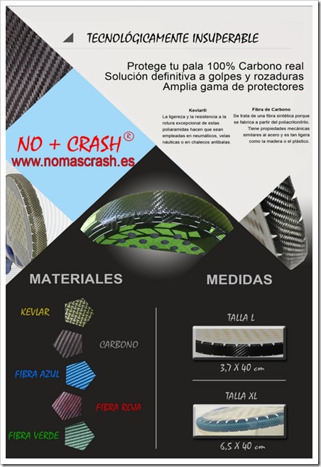 Protege tu Pala 100% Carbono/Kevlar Fibras reales No+Crash: www.nomascrash.es 