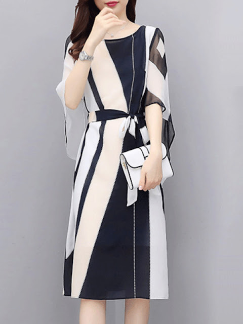 Fashion Slim Fit Colorblock Shift Dress