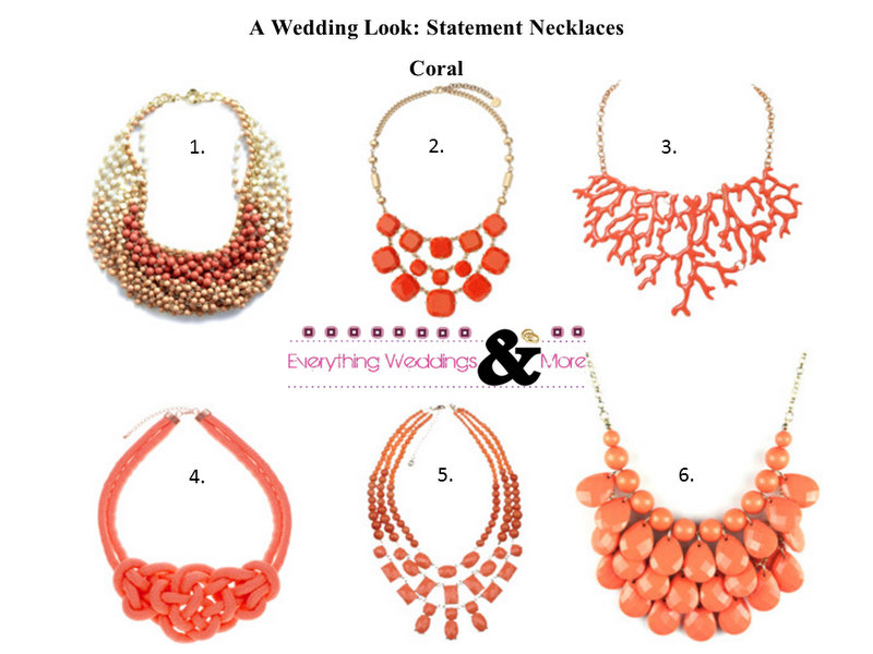 Wedding Look: Coral Statement Necklaces