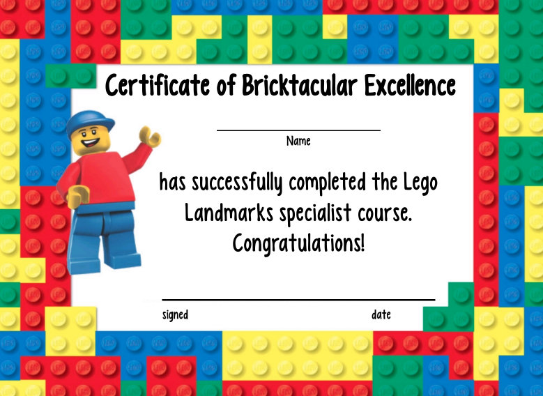 Lego Certificate / A Trendy Teacher - vedios-t57i-wall