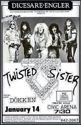 Poster ad for that Pittsburgh show and ticket stub above from January 14, 1986