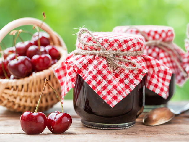 Chocolate Cherry Preserves jars