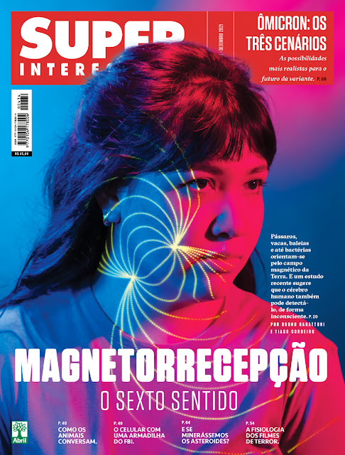 Com a manchete “Magnetorrecepção: o sexto sentido”, a capa apresenta uma moça em semi perfil olhando para um ponto à nossa direita. Ainda nesse lado, está iluminada por uma luz rosada e, do outro, por uma luz azulada. No centro, um laser branco pontilhado traça um desenho no rosto da mulher.