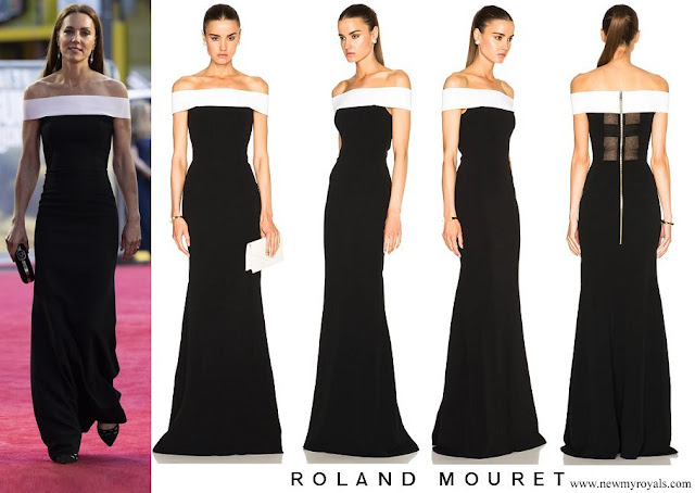 Kate Middleton wore ROLAND MOURET Lamble Off The Shoulder Gown