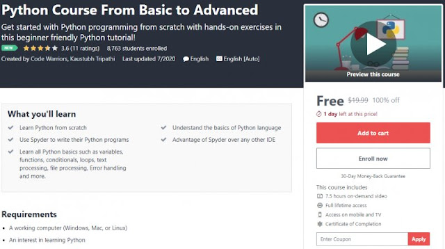 [100% Off] Python Course From Basic to Advanced| Worth 19,99$