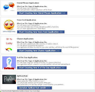 membuat sendiri aplikasi facebook, dengan Application Builder