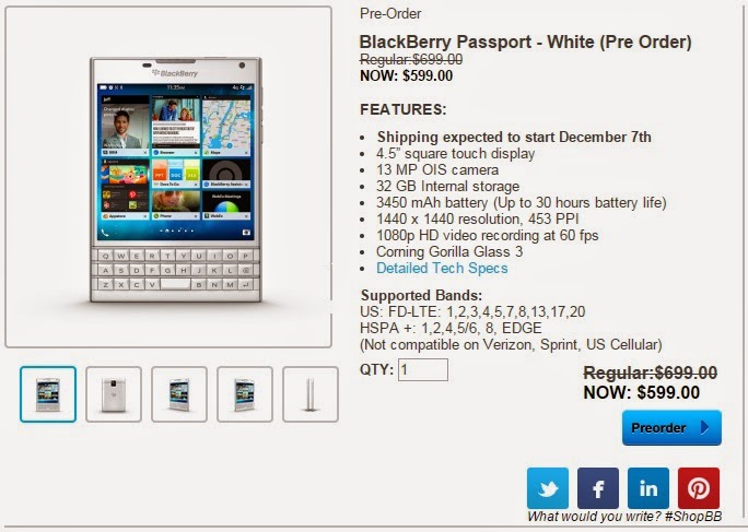 Pre-Order BlackBerry Passport putih