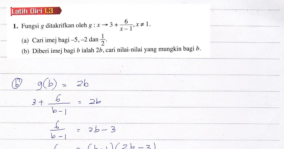 Bab 1 Fungsi Add Math Tingkatan 4 Latih Diri 1.3