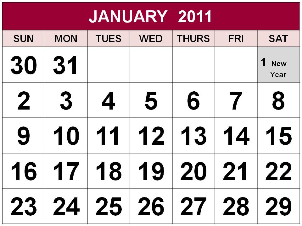 2011 calendar with holidays printable. printable 2011 calendar