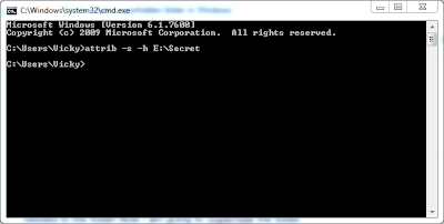 C:\> attrib  +s  +h  E:\Secret