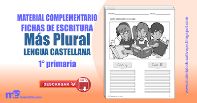 Material complementario fichas de escritura más plural lengua castellana 1° grado primaria