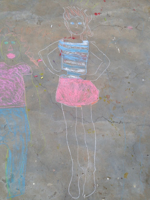 A crayon drawing of Anna Sophia, the jumping girl.