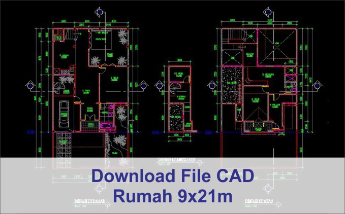 download rumah 9x21 File AutoCad