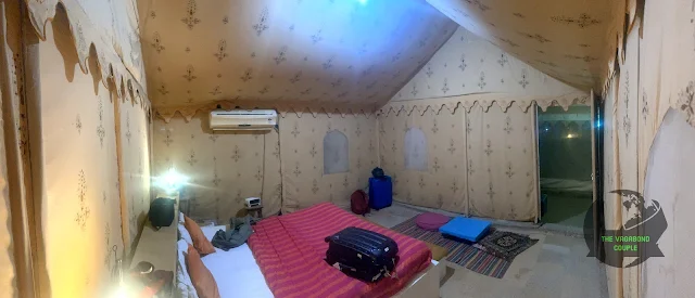 Bedroom of luxury Swiss tent, Sam Sand Dune Desert Camping, Thar Desert, Jaisalmer, Rajasthan, India