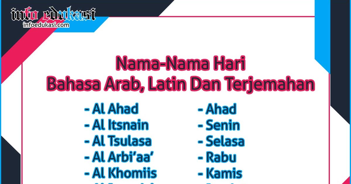 Daftar Nama Nama Hari Dan Bulan Dalam Bahasa Arab Dan 