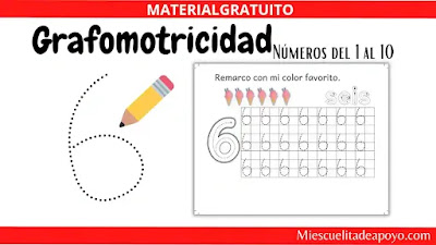 Grafomotricidad de numeros del 1 al 10 para imprimir