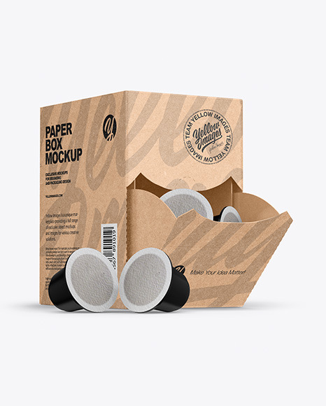 Download Kraft Box With Coffee Capsules Mockup
