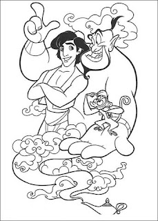 Aladdin and Ginny with The monkey Abucoloring page