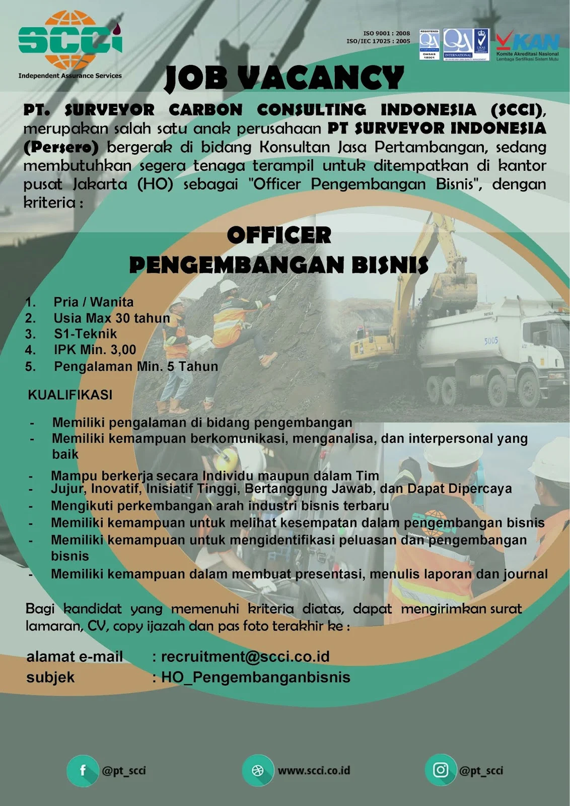 Rekrutmen Pegawai PT. Surveyor Carbon Consulting Indonesia [PT Surveyor Indonesia GROUP] Bulan Maret 2020
