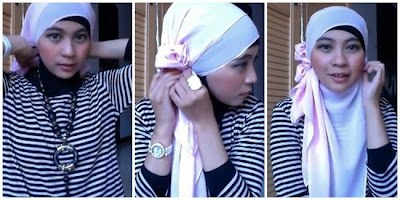 Tutorial Cara Memakai Jilbab Dengan Pakaian Motif Garis