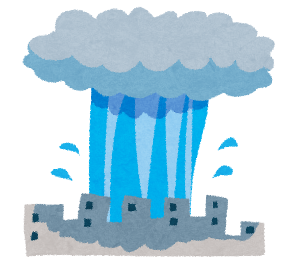 無料イラスト かわいいフリー素材集 ゲリラ豪雨のイラスト 自然災害