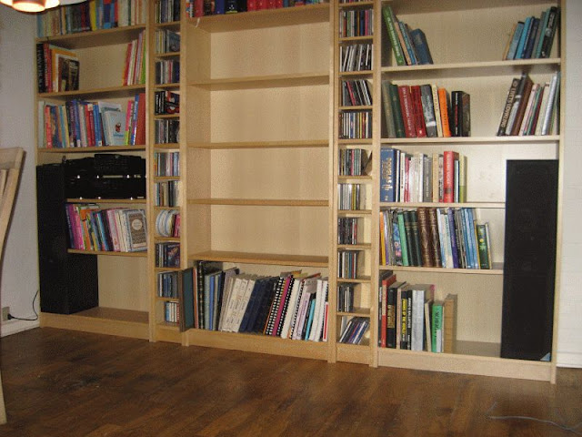 Speakers built into book shelf