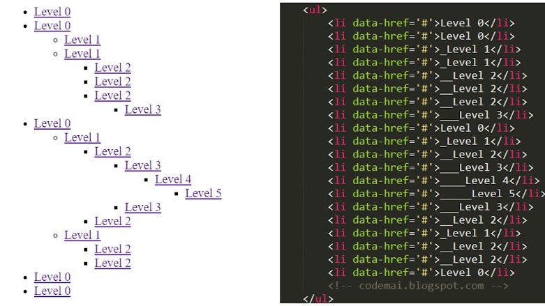 Unlimited multi-level dropdown menu using dashes with Javascript