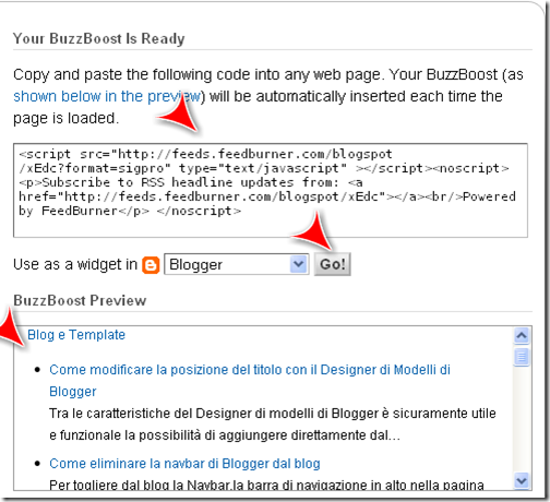 widget recent posts feedburner